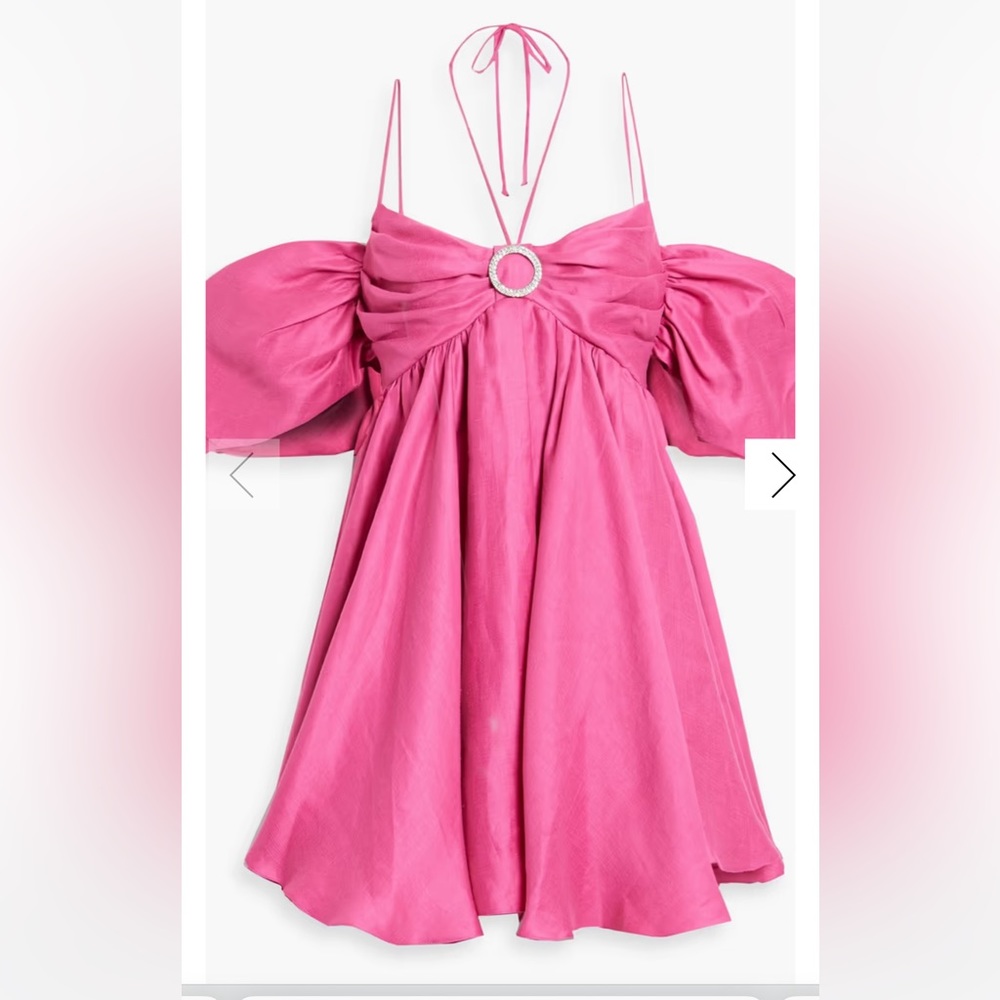 RASARIO
Cold-shoulder embellished linen-blend mini dress FR 36